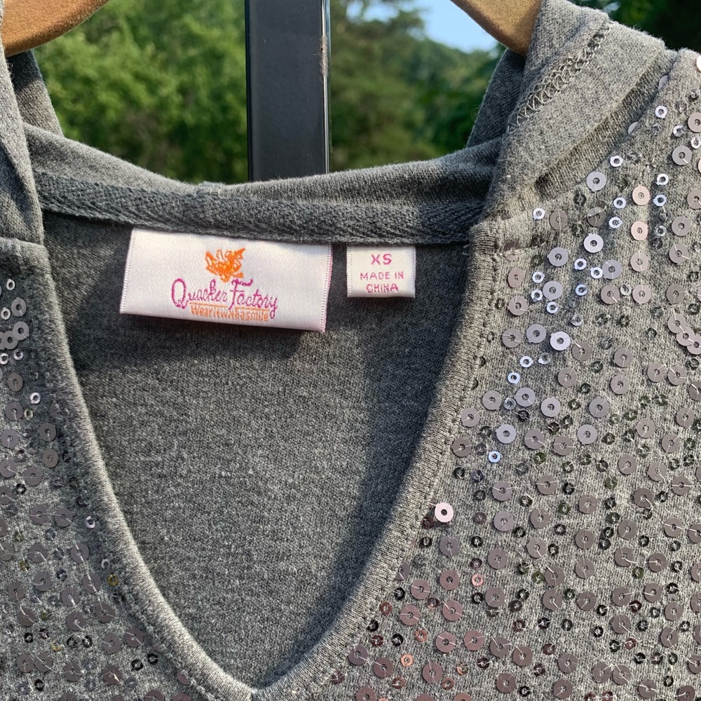 Quacker Factory Sequin Front Long Sleeve Hoodie S… - image 3